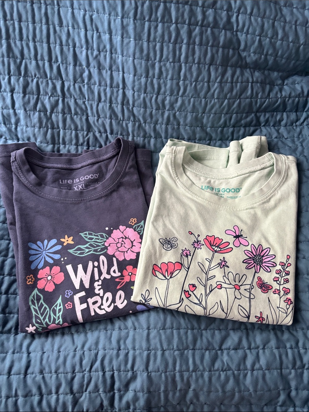 Pair of life is good girls tees in good condition. Size kids XXL.